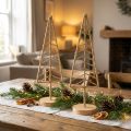 Christmas tree decoration stand metal wood natural H39cm 2pcs | Floristik24.co.uk