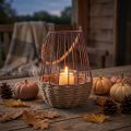 Lantern with handle and glass purple natural Ø18cm H22cm | Floristik24.co.uk
