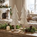 Christmas tree felt decoration with heart cream beige H35cm 2 pcs | Floristik24.co.uk