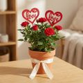 Flower plug heart red wooden decorative plug Love 7cm 12pcs | Floristik24.co.uk