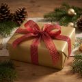 Christmas ribbon with gold threads gift ribbon red 25mm 20m | Floristik24.co.uk