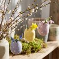 Easter egg to hang purple, pink, yellow egg plastic H6.5cm 6pcs | Floristik24.co.uk