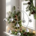Ring with bells, Advent decoration, ring wreath, metal decoration for hanging White H22.5cm W21.5cm | Floristik24.co.uk