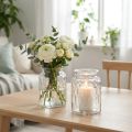 Glass vase with pattern, lantern glass clear H15cm Ø11cm 2pcs | Floristik24.co.uk