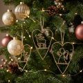 Christmas tree decorations heart metal hearts decoration golden 12cm 6pcs | Floristik24.co.uk