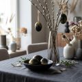 Decorative Easter eggs real goose egg black with gold glitter H7.5–8.5cm 10 pcs | Floristik24.co.uk