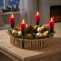 Decorative tray wood natural metal candle holder black Ø30cm | Floristik24.co.uk