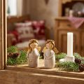 Enchanting ceramic angel duo in cream-white with gold accents – 8.6 cm – Heavenly decorative figures – 2 pieces | Floristik24.co.uk