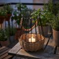 Lantern with handle and glass black natural Ø18cm H22cm | Floristik24.co.uk