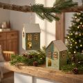 Felt House Christmas Tree Ornament Green LED Decoration 2-Piece Set | Floristik24.co.uk