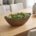 Plant bowl with grooves oval anthracite gold 41.5×16×16cm | Floristik24.co.uk