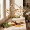 Star decoration metal wood stand natural fibre Ø15cm 2pcs | Floristik24.co.uk