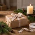 Christmas ribbon with reindeer white cream sturdy edge 15mm 18m | Floristik24.co.uk