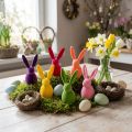 Flocked rabbit, colorful, 13cm high, assorted, 6 pieces | Floristik24.co.uk