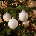 Snow globe, tree pendant, Christmas tree decoration, winter decoration white H6.5cm Ø6cm real glass 24 pcs | Floristik24.co.uk