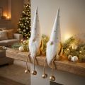 Gnome Christmas Decoration Figure White, Gold Ø6.5cm H22cm 2 pcs | Floristik24.co.uk