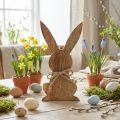 Wooden bunny sitting, mango wood, Easter decoration natural colors H18.5cm | Floristik24.co.uk