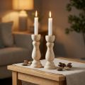 Candle holder wooden table decoration for taper candles H17cm 2 pcs | Floristik24.co.uk