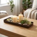 Decorative tray metal wood metal tray wooden base 34.5×11×3cm | Floristik24.co.uk