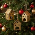 Metal Christmas Ornaments Vintage Gold House Design H9.5cm Set of 3 | Floristik24.co.uk