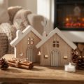 Wooden House Decorative House Table Stand Wood 16.5cm 2 pcs | Floristik24.co.uk