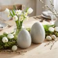 Ceramic Easter eggs decoration grey gold dotted Ø8cm H11cm 2pcs | Floristik24.co.uk