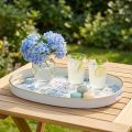 Decorative tray hydrangeas plastic tray white 39×27.5cm | Floristik24.co.uk