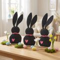 Table Decoration Easter Bunny Decoration Felt Black with Heart 45cm 3 Pcs | Floristik24.co.uk
