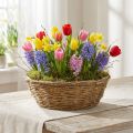Large Wicker Plant Bowl Ø40cm H13cm with Liner for Indoor Decoration | Floristik24.co.uk