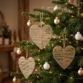 Decorative Heart Jute Natural for Christmas Decoration to Hang 20cm 4 Pcs | Floristik24.co.uk