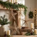 Star Jute Natural Rustic Christmas Star 30cm 4pcs | Floristik24.co.uk