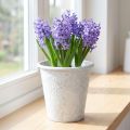 Plant pot with ornaments, cachepot, metal container, white, Ø15.5cm, H14.5cm | Floristik24.co.uk