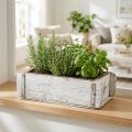 Brick shape, brick box, wooden box with metal fittings antique finish, white washed L32cm H9cm | Floristik24.co.uk