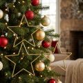 Gold glitter star decorations, 18cm, Christmas decorations, gold stars, 8 pieces | Floristik24.co.uk