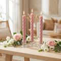 Rustic Candles Taper Candles Solid Colored Pink 250/28mm 4 Pcs | Floristik24.co.uk