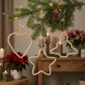 Decoration Christmas wooden beads heart star tree H16cm 3 pcs | Floristik24.co.uk