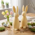 Decorative Easter Bunny – 2nd Choice – Flocked Light Yellow H29.5cm 2 pcs | Floristik24.co.uk