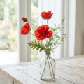 Poppy decoration garden flower with 3 flowers red L70cm | Floristik24.co.uk