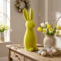 Easter bunny decoration, yellow-green, standing, flocked, 15×15.5×47cm | Floristik24.co.uk