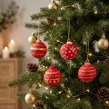 Red Hanging Papier-Mâché Christmas Balls 5.5cm Set of 4 | Floristik24.co.uk