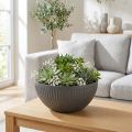 Plant pot plastic bowl with grooves anthracite Ø30cm | Floristik24.co.uk