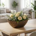 Oval plant pot Planter with grooves Anthracite Gold 24 cm | Floristik24.co.uk