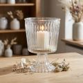 Lantern glass trophy fluted glass decoration Ø11.5cm H15cm | Floristik24.co.uk