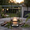 Lantern with tealight glass and handle Black metal H25cm | Floristik24.co.uk