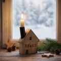 Decorative wooden house candle holder, black, 10.5×3.5×13cm | Floristik24.co.uk