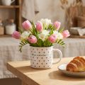 Cup with hearts ceramic cup white red Ø9cm H9cm | Floristik24.co.uk