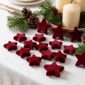 Christmas decorations, stars, Bordeaux flocked, table decoration, 4-5cm, 40 pieces | Floristik24.co.uk