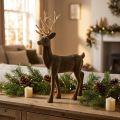 Decorative deer decorative figure decorative reindeer flocked brown H46cm | Floristik24.co.uk