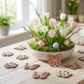 Scatter decoration wood flowers/butterflies white/pink Ø4cm 36p | Floristik24.co.uk