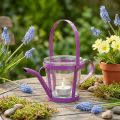 Lantern glass decoration watering can metal pink Ø14cm H13cm | Floristik24.co.uk